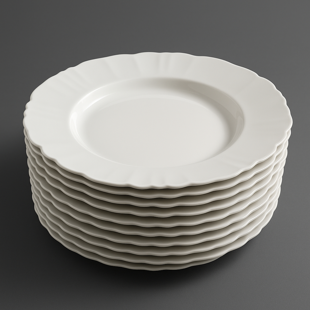 Kit 10 Prato Fundo com Borda Branco Refeição Churrasco Festa Pratos Plastico