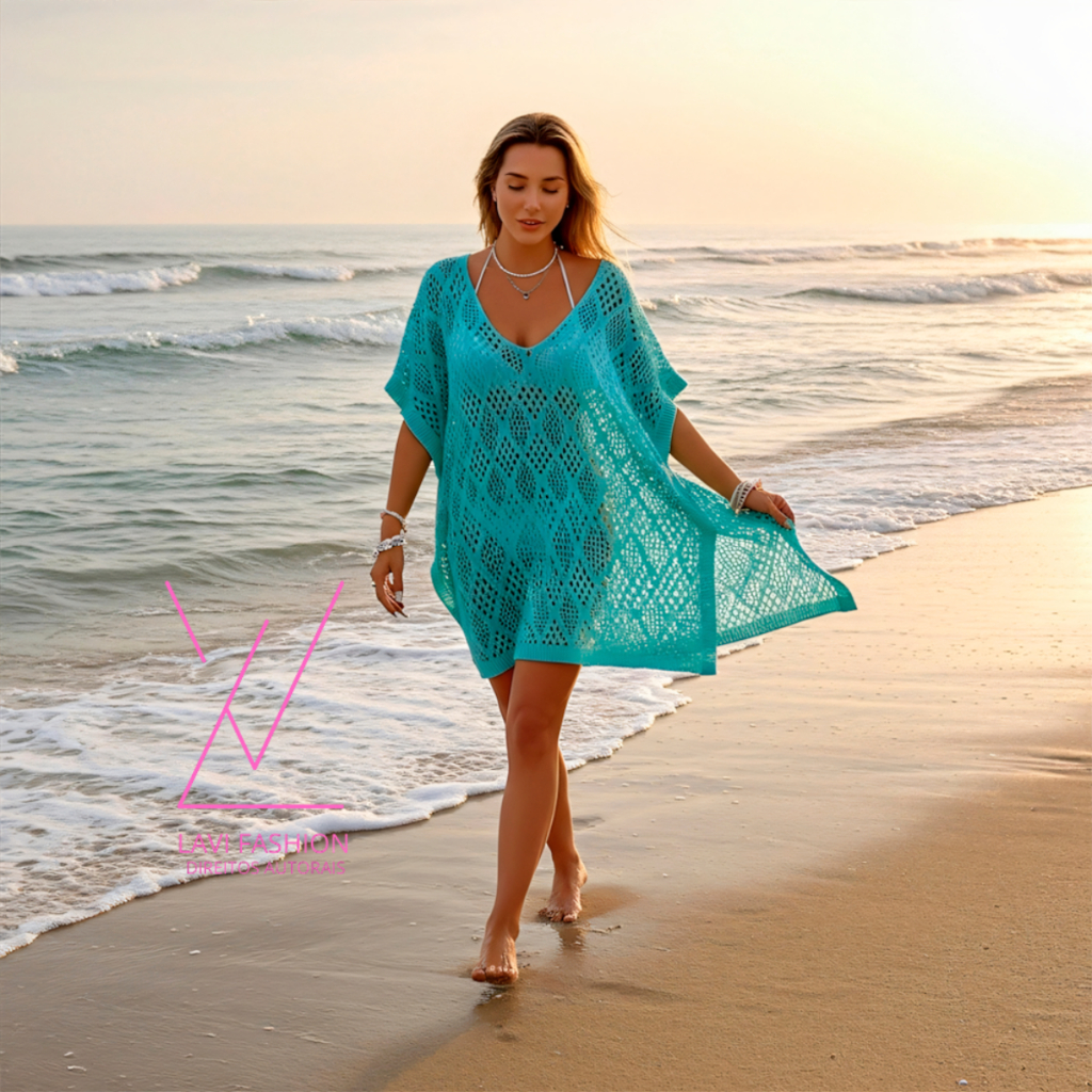 Saída de Praia Feminina Tricô  Peça Leve  Moderna Super Charmosa em Oferta na Shopee