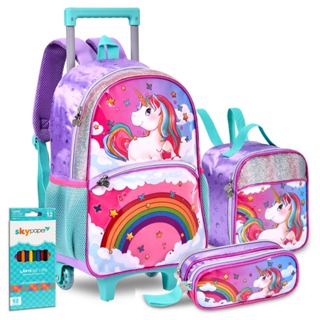 Kit Mochila Infantil Unicórnio Rodinhas Menina Escolar Lindo em Oferta na Shopee
