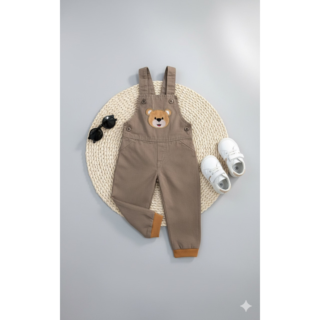 Macacão Jardineira Infantil Masculino Sarja Bordado menino – macacão Safari macacao ursinho