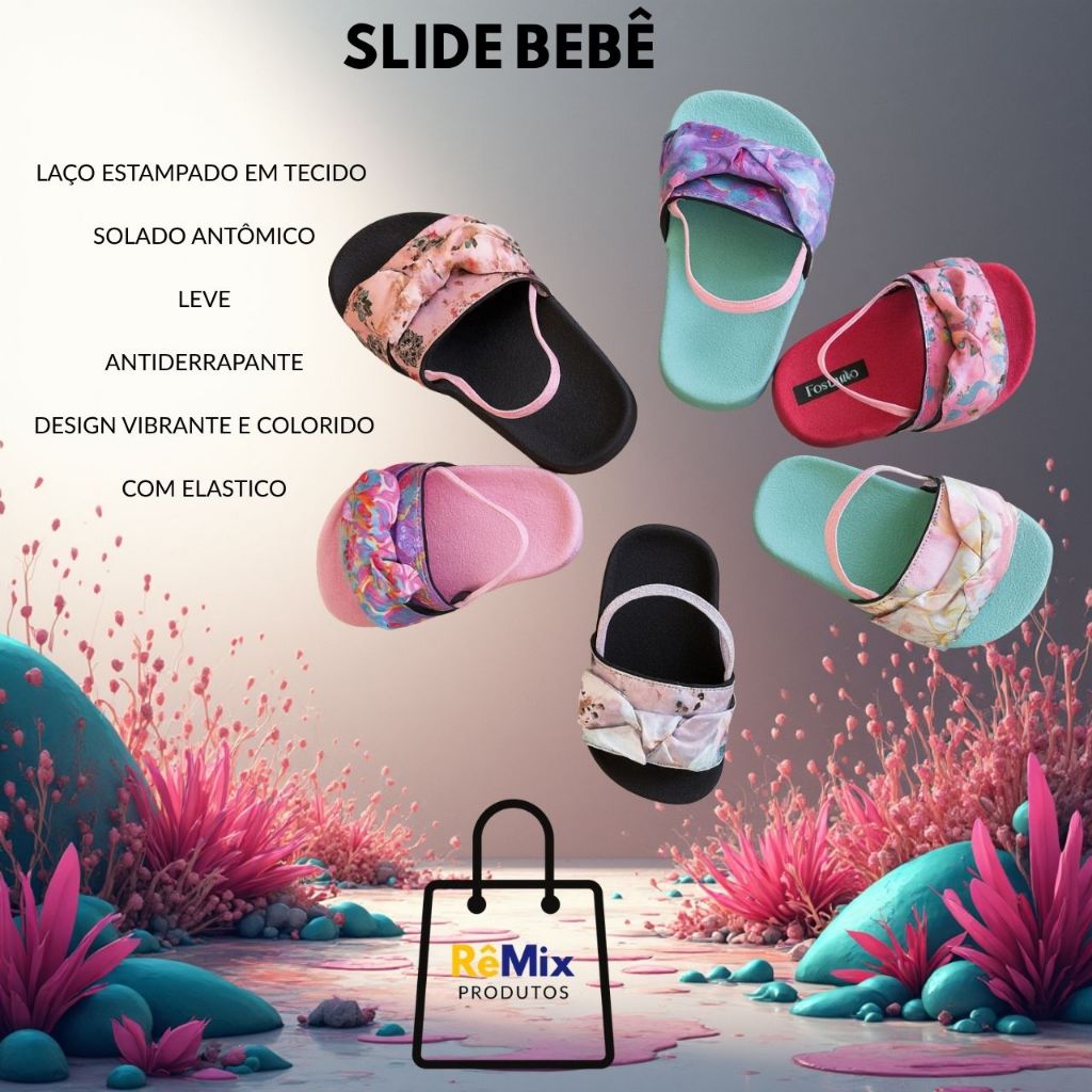 Chinelo Slide Nuvem Chinelinho Plataforma Laço Infantil Criança Menina Bebê Baby Leve Confortável Antiderrapante Macio