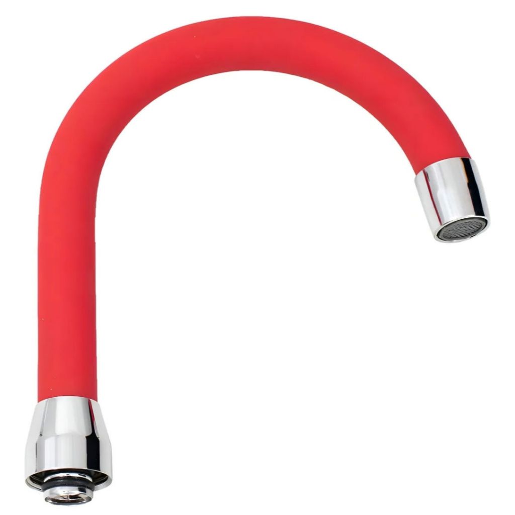 Tubo Bica Móvel Lavatório Inox Revestido Silicone Vermelho