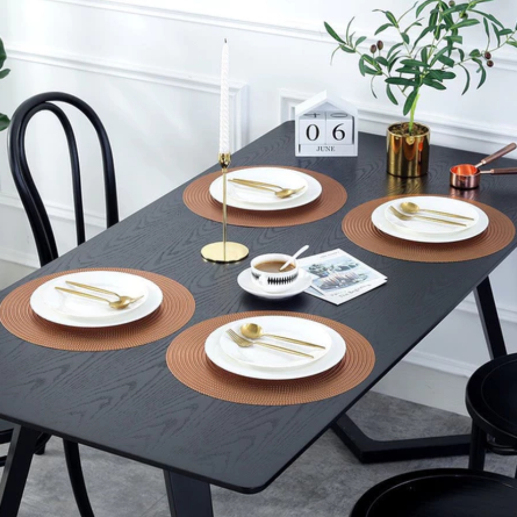 Kit 4 ou 6 Peças Jogo Americano Redondo Design Elegante Impermeável Sousplast