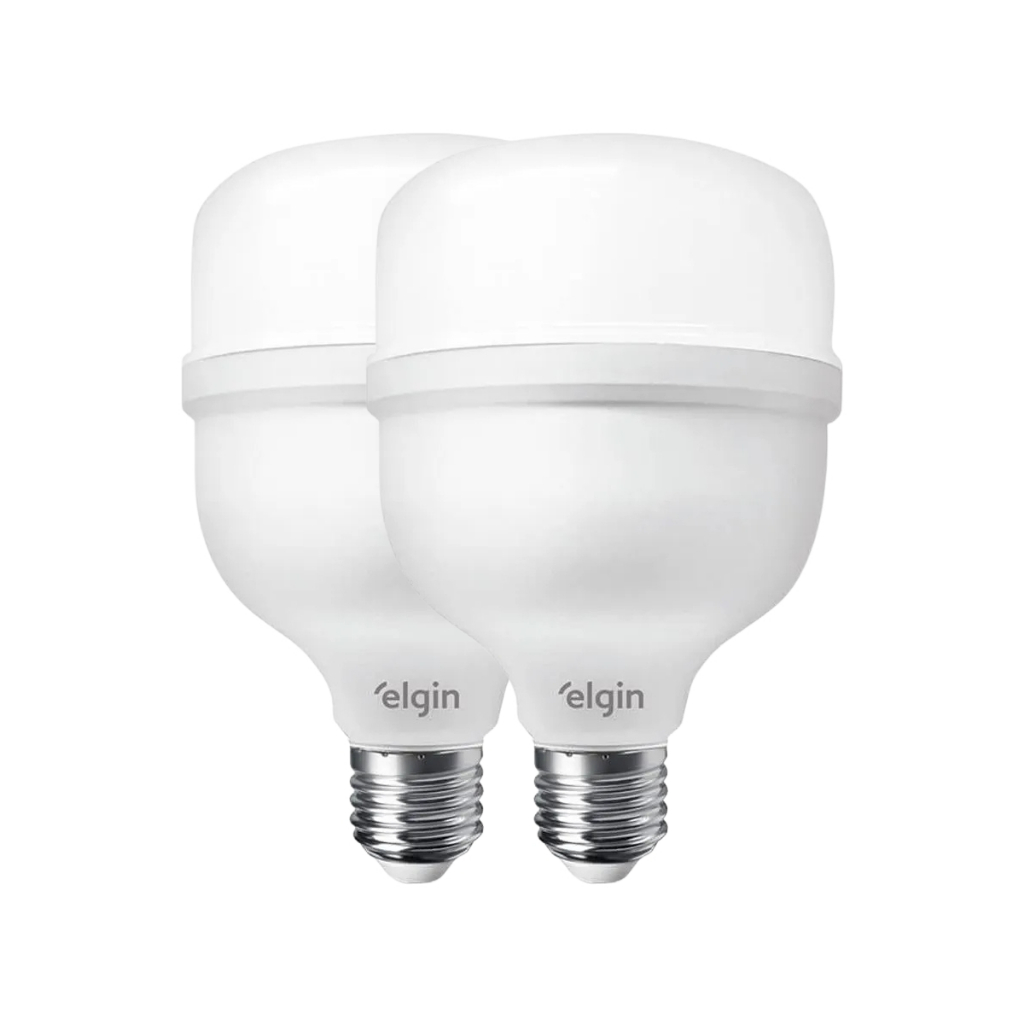 Kit 2 Lâmpadas Bulbo Led Alta Potência 20W Bivolt Branco Frio Elgin
