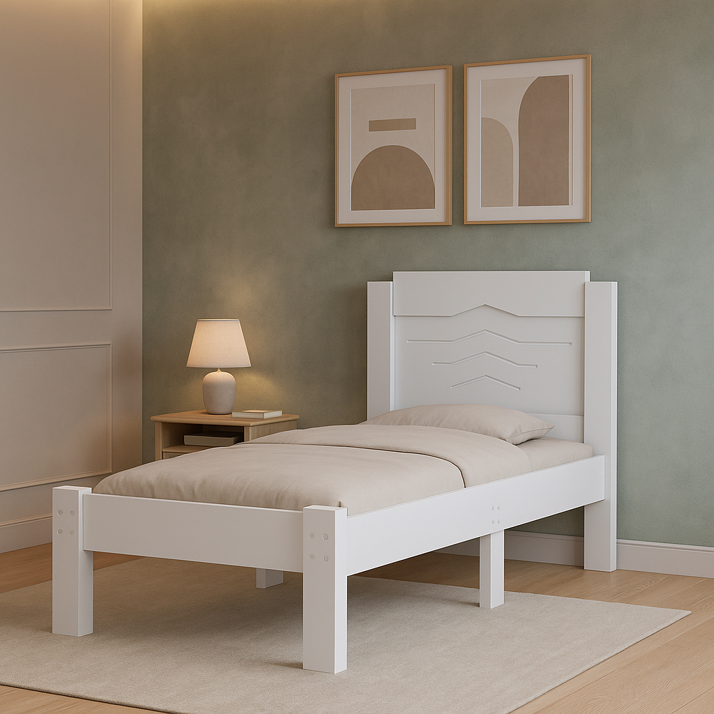 Cama Solteiro Sofia em MDF com Base Reforçada – Estilo Moderno 88x188cm em Oferta na Shopee