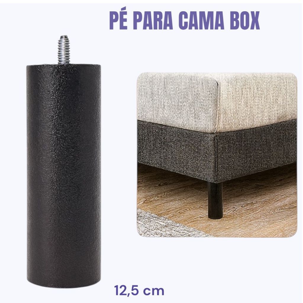 pé de cama box casal, solteiro suporta 220 kg   kit 6/7 un     -  cod 08