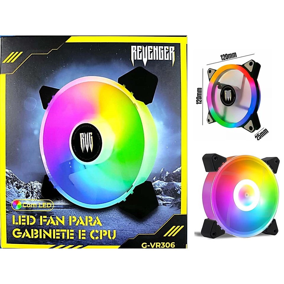 Cooler Fan G-VR306 Revenger Para Pc Cpu Gamer Gabinete Ventoinha Air 120mm Led Rgb 12v Super Silencioso