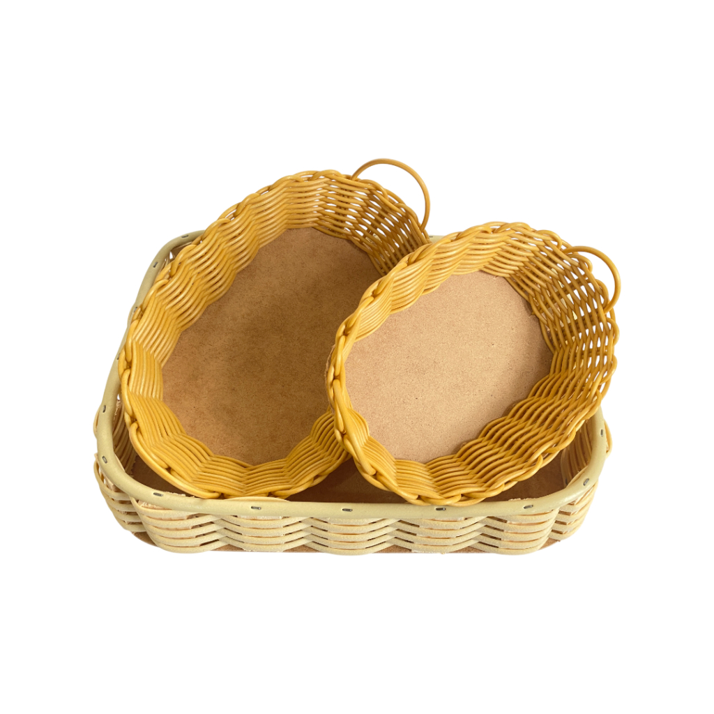 Kit Bandeja Retangular Sintética + 2 Cestas Ovais – Perfeito para Presentear e Decorar Ambientes em Oferta na Shopee