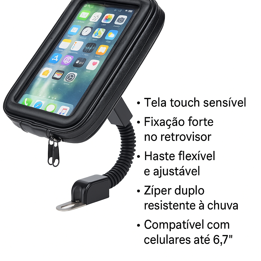 Suporte Celular Moto Impermeável com Capa Touch – Guidão Universal – Kits 1/ 2 / 3 / 5 em Oferta na Shopee