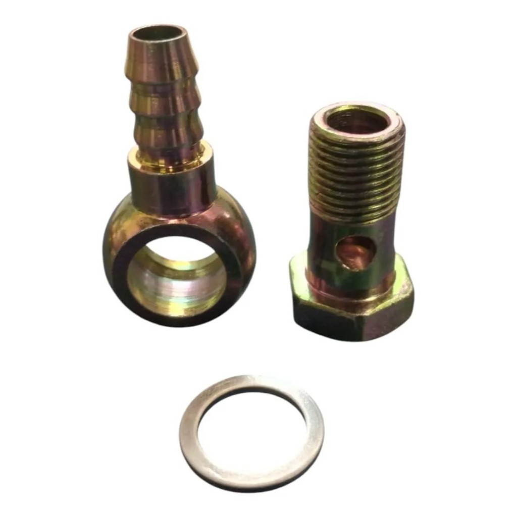 7 Kit Olhal Banjo 16mmxtubo 12mm C/ Parafuso Oco Simples 16mm
