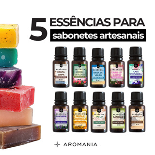 Kit 5 Essências para Sabonete Artesanal – Aromas Premium para Cosméticos e Velas – 10ml em Oferta na Shopee
