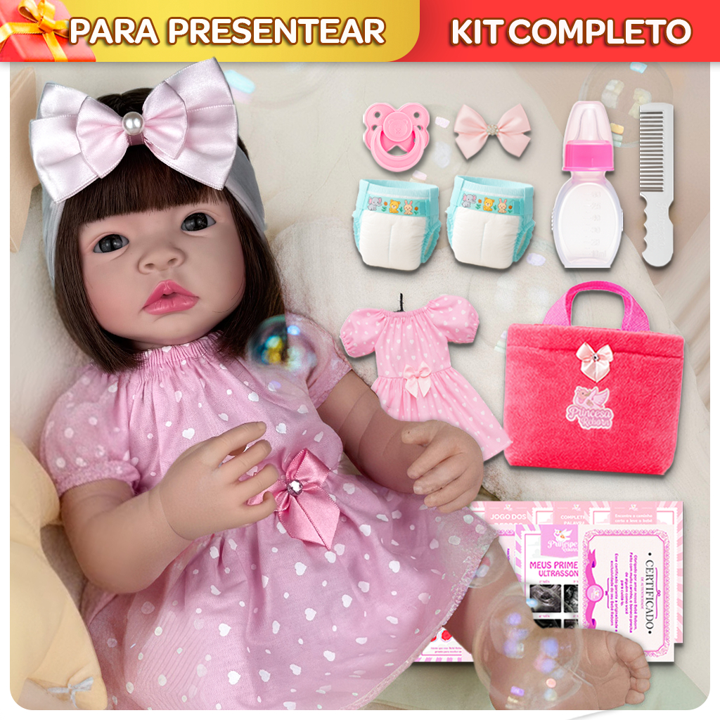 Boneca Bebê Reborn Realista Linda Itens Bolsa Maternidade