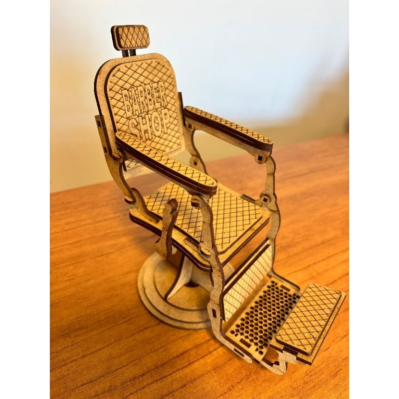 Mini Cadeira Articulada Barbeiro suporte para Cartão visita Enfeite Barbearia em Mdf Decoração 3D