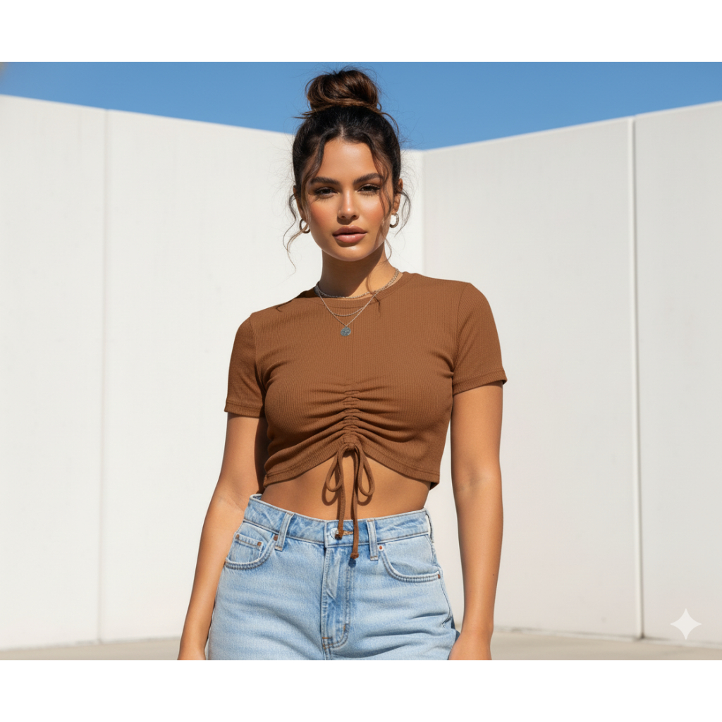 Detalhes do Blusa Cropped Tricot Com Detalhe Frontal Linha Premium Fashion Blogueirinha