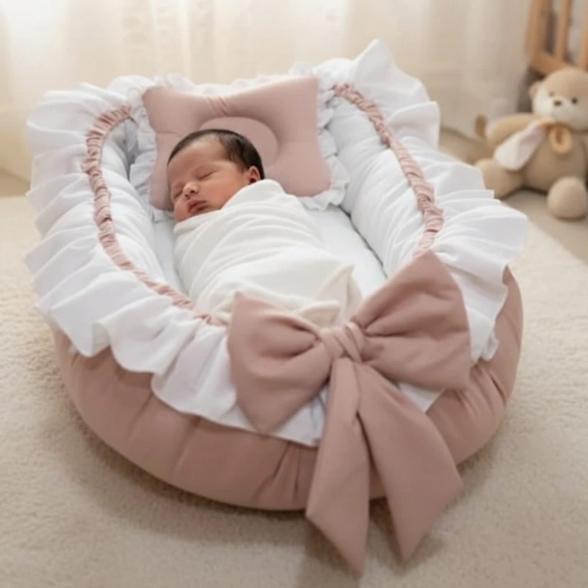 Ninho Redutor De Berço Para Bebe Com Laço E Travesseirinho MENINAS várias cores e temas em Oferta na Shopee