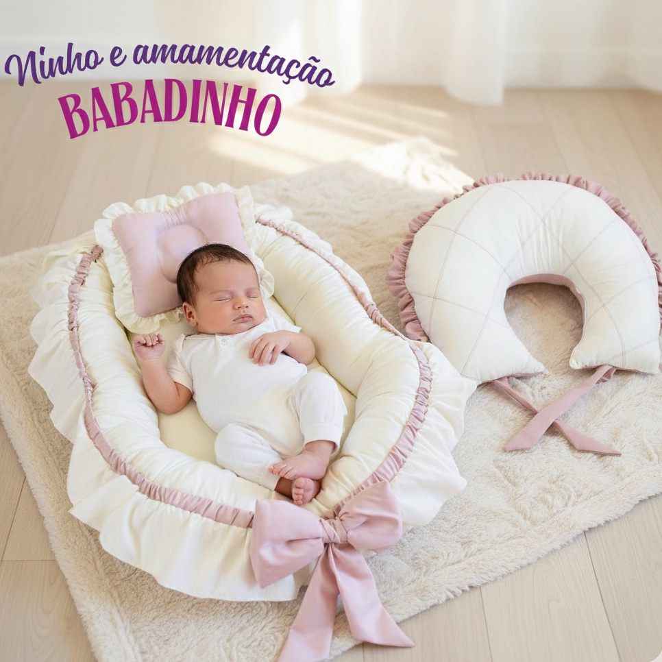 Ninho Redutor De Berço + Almofada de Amamentação com Babado e amarris Meninas em Oferta na Shopee