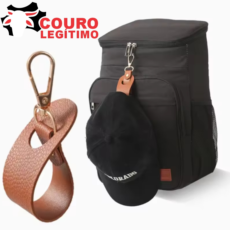 Clipe Gancho Chaveiro de couro com metal para pendurar Boné, Lenço, Chaves, etc... em Oferta na Shopee