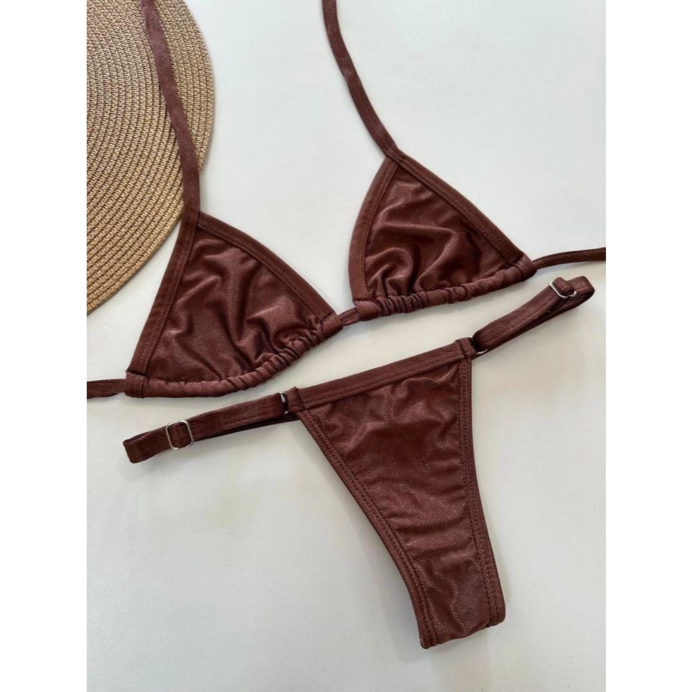 Biquini cortininha marquinha de fita com regulagem em Oferta na Shopee