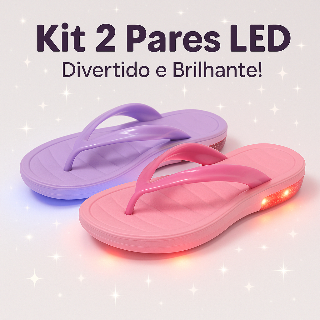Kit 2 Chinelo Infantil Led Confortável e Iluminado para o Dia a Dia