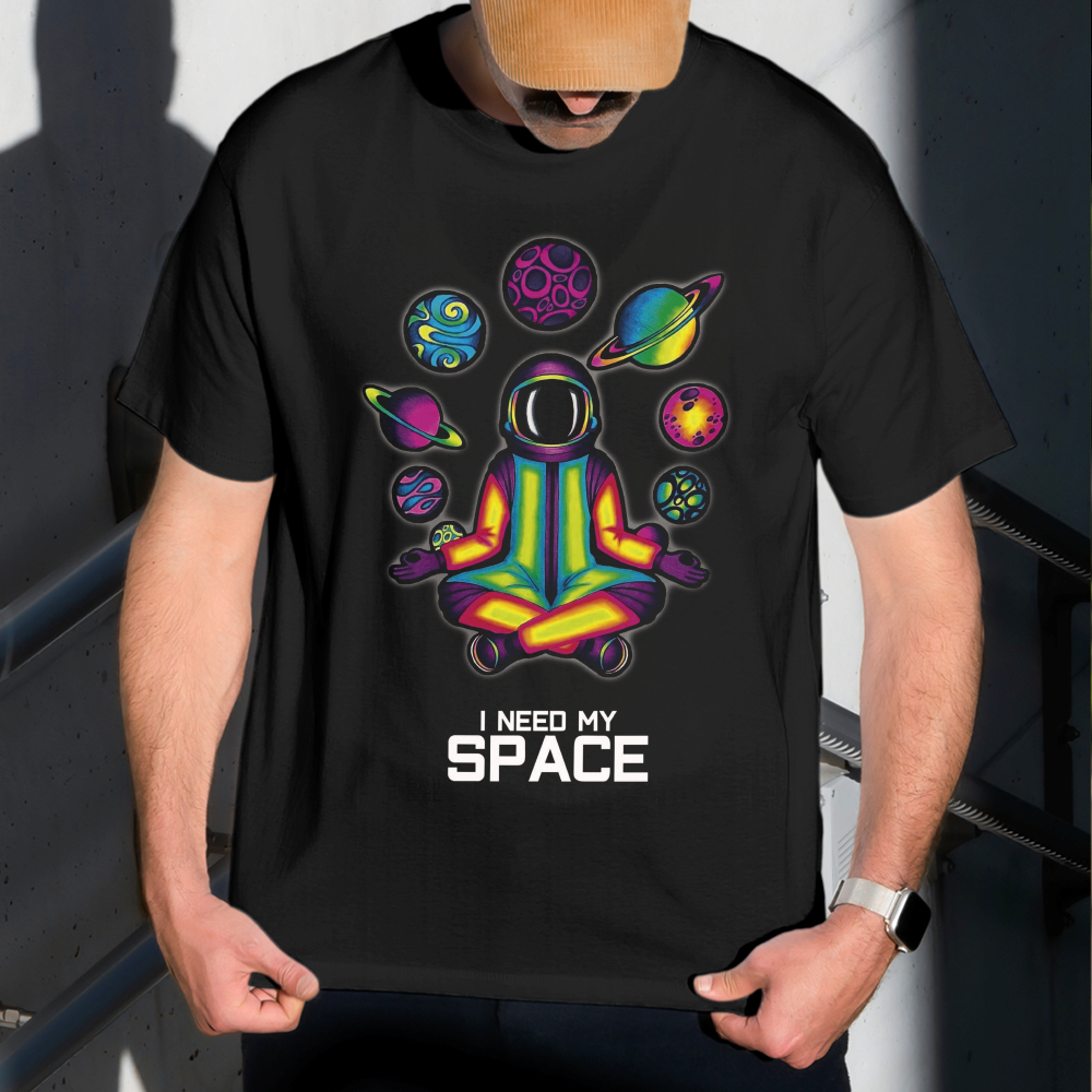 Camiseta Masculina Estampa Aastronauta Plano 100% Algodão Estilo Conforto Diário Do Tamanho P GG