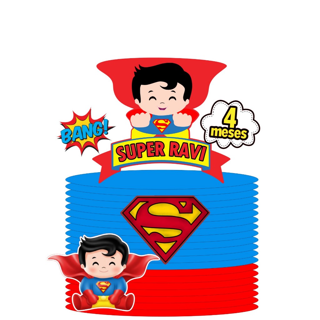 TOPO DE BOLO SUPER HOMEM CUTE BABY em Oferta na Shopee