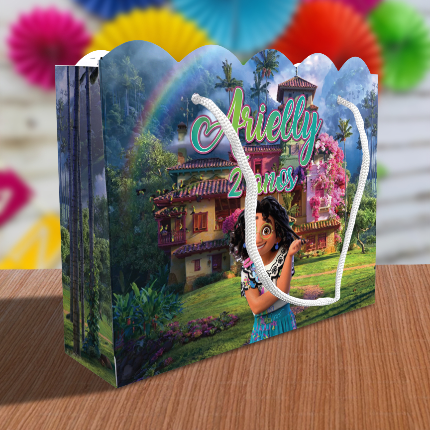 Sacolinha Encanto Ondulada Personalizada Festa Lembrancinha Kit Festa Mirabel Madrigal Princesa Princesas Sacola