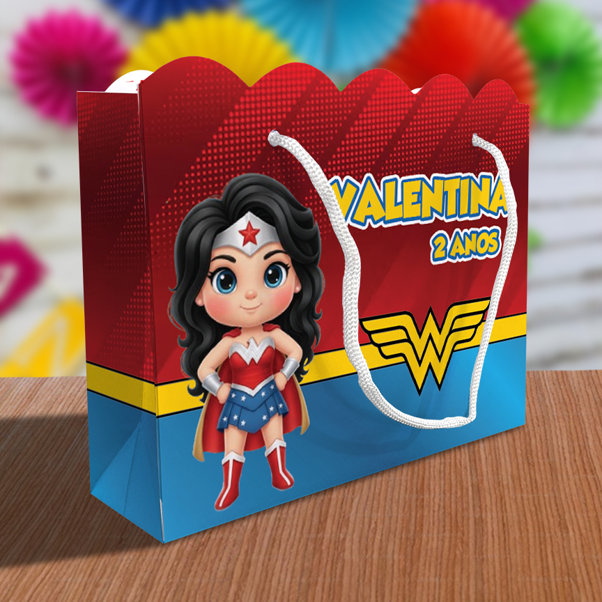 Sacolinhas Ondulada Personalizadas Festa Mulher Maravilha (20x15x5,5cm) Lembrancinha Herói em Oferta na Shopee