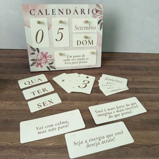 Calendário Permanente de Mesa Decorativo com Frases Motivacionais Reutilizável Infinito Pérpetuo em Oferta na Shopee