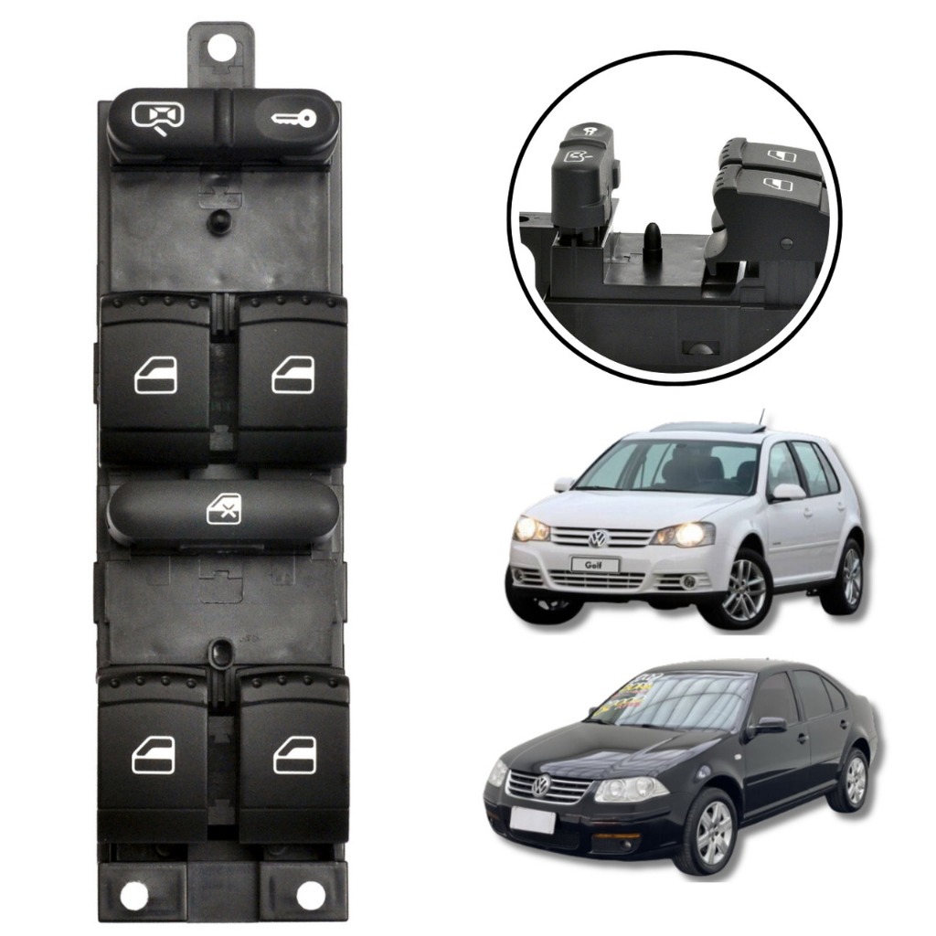 BOTÃO INTERRUPTOR VIDRO ELETRICO VW GOLF 1999/ BORA PASSAT