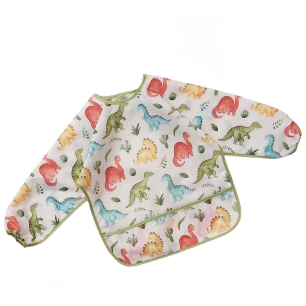 Babador Manga Longa Impermeável Com Cata Migalhas Meninos