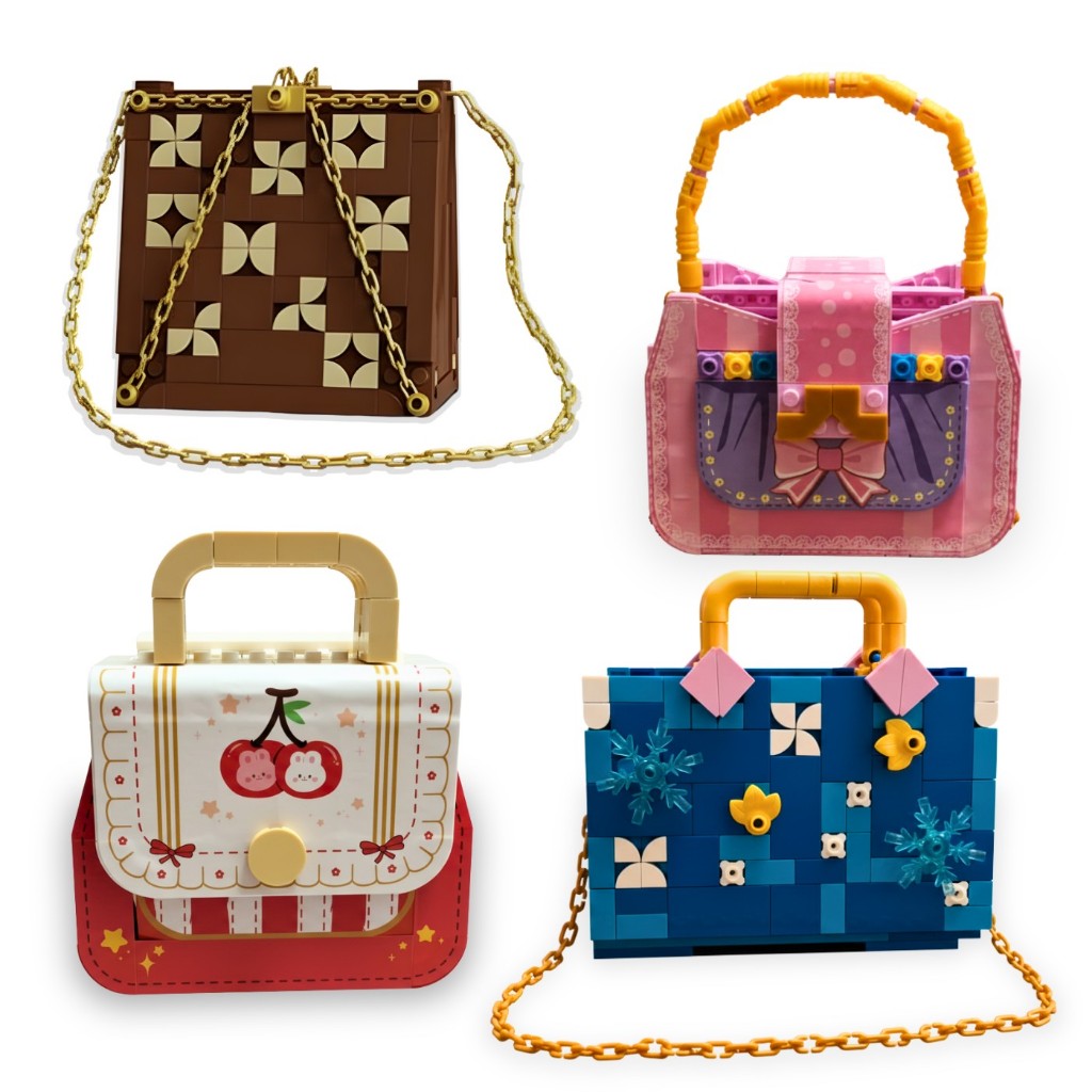 Mini bolsa infantil p/ montar, bloco, bolsinha lego, 4 modelos, brinquedo, decoração