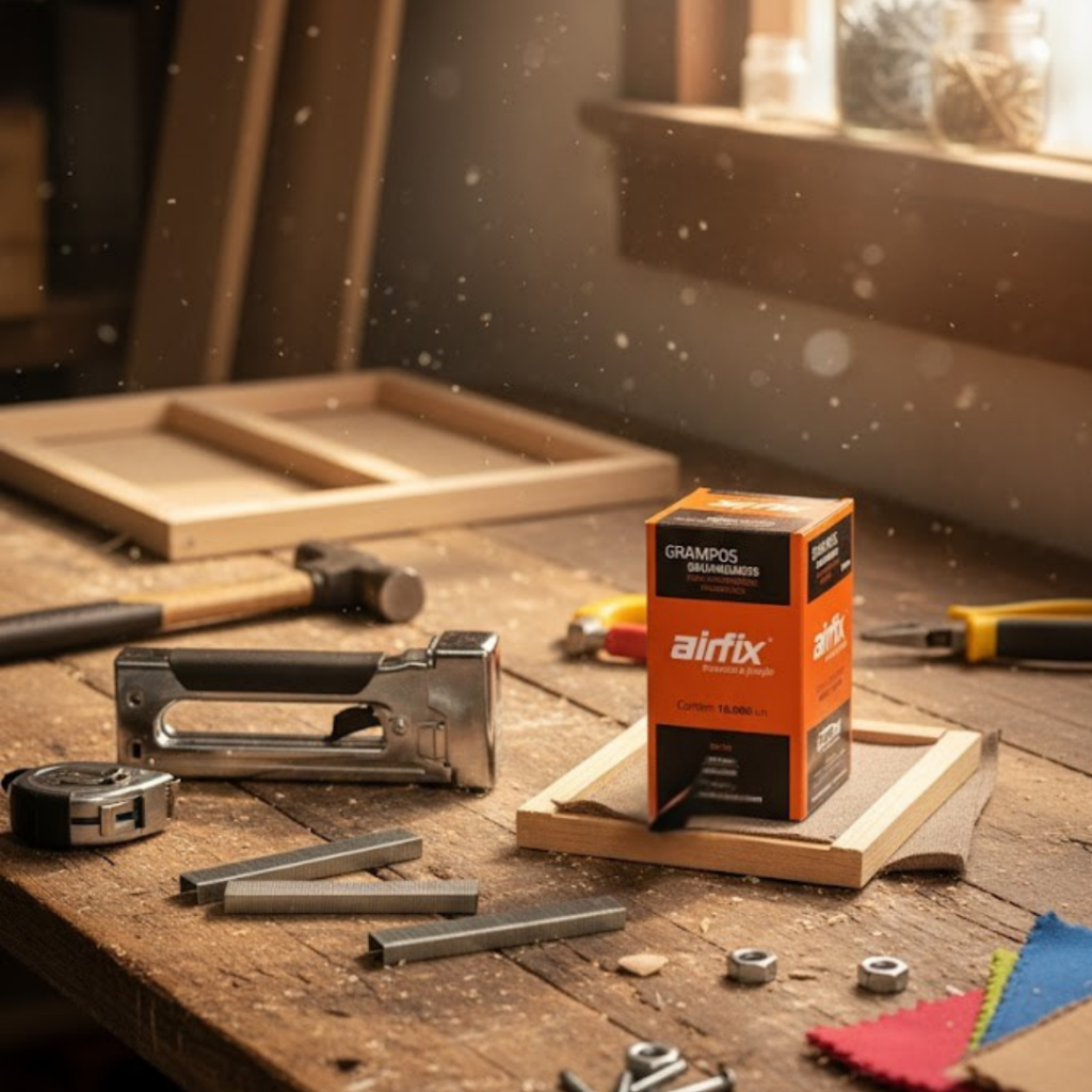 Grampos 80/08 Airfix 40.000 Unid 4 Caixas Resistentes Profissionais Para Estofador Móveis MDF Madeira Grampeador