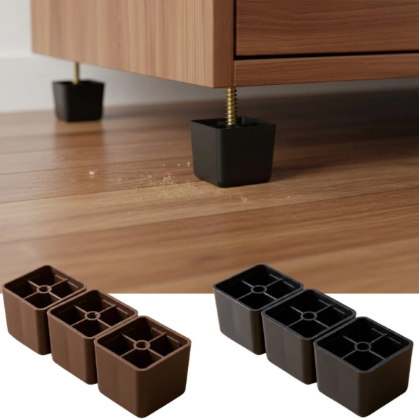 Pé Sapata Plástico Quadrado 3cm Marrom Resistente Base De Pallet Sofá Cama Box Com Parafusos Reparo Kit 10 Peças Forte.
