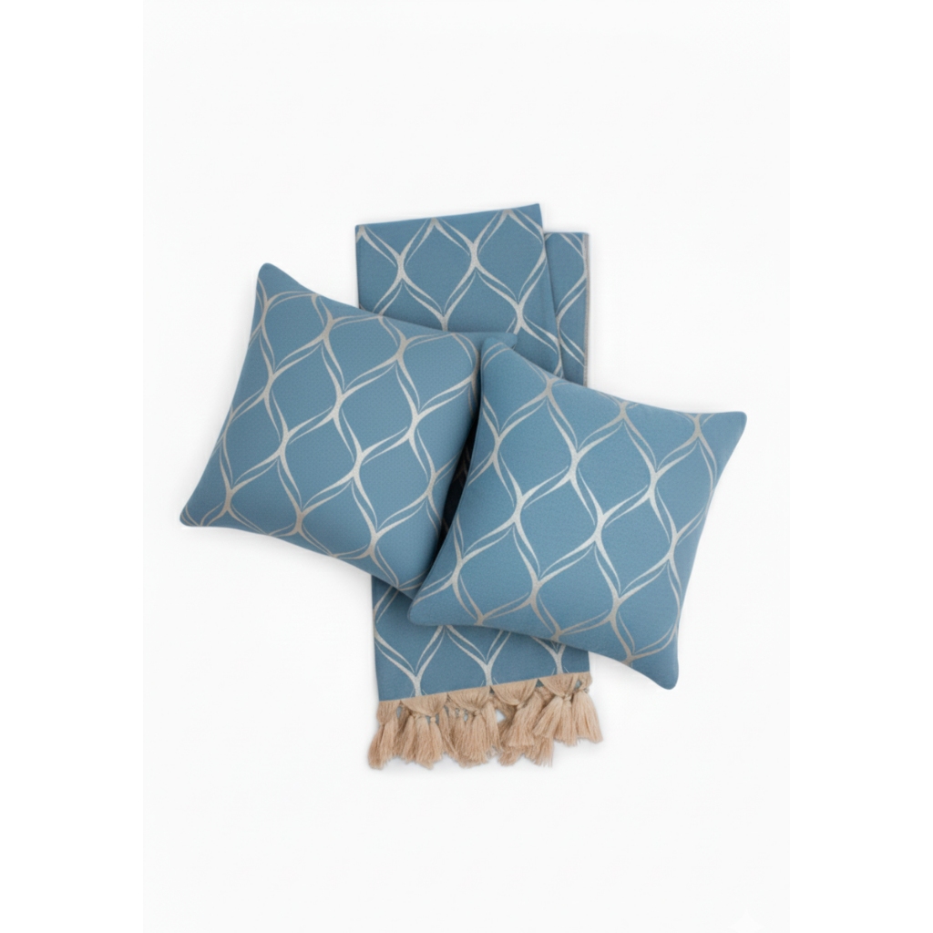 Kit Manta Xale Para Sofá Em Tecido Jacquard Losango + 2 Capas De Almofada em Oferta na Shopee