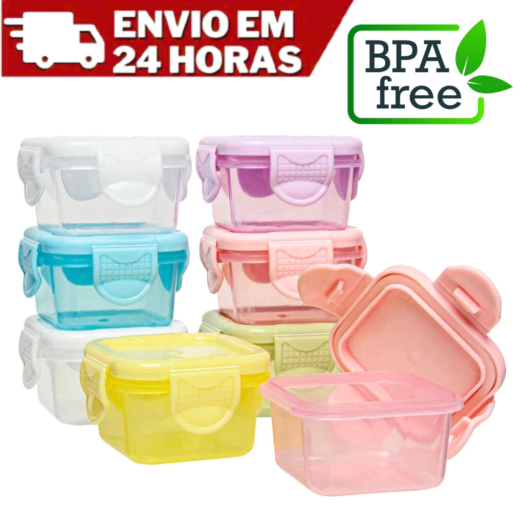 Kit 12 Mini Potes para Congelar Papinha Tampa Hermética Porta Leita em pó Frutas para Bebe adultos — imagem 1
