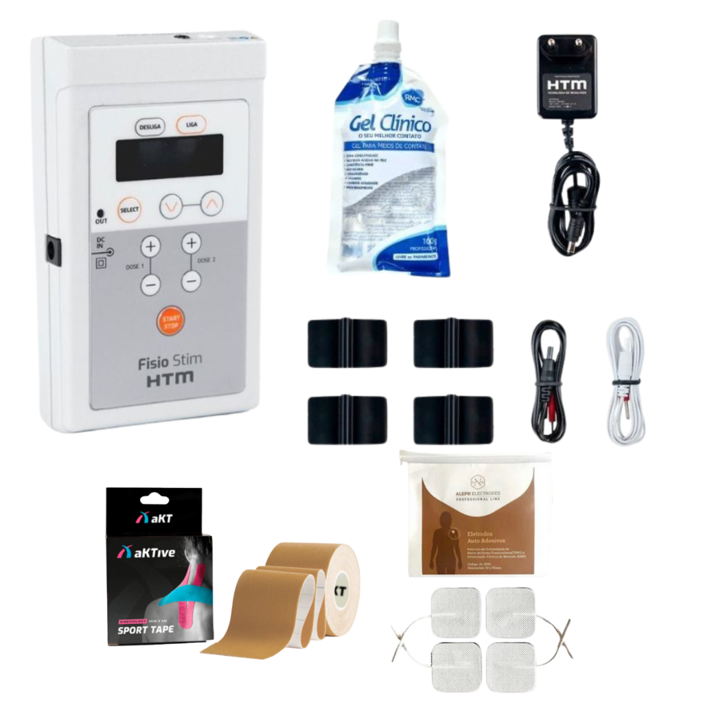 Novo Fisio Stim Eletroestimulador Neuromuscular Portátil HTM + Brindes