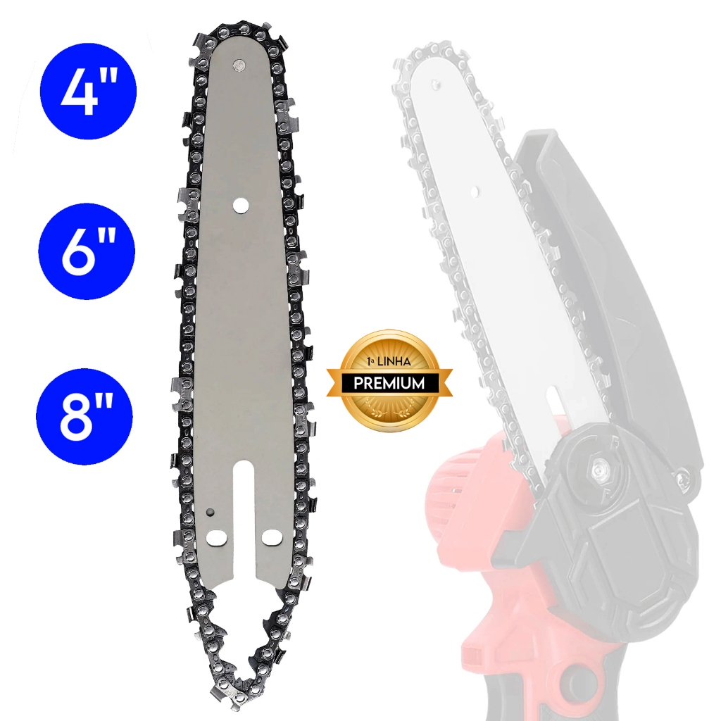 Kit Sabre 4 / 6 / 8 Polegadas Rolante + Corrente P/ Mini Motosserra Elétrica