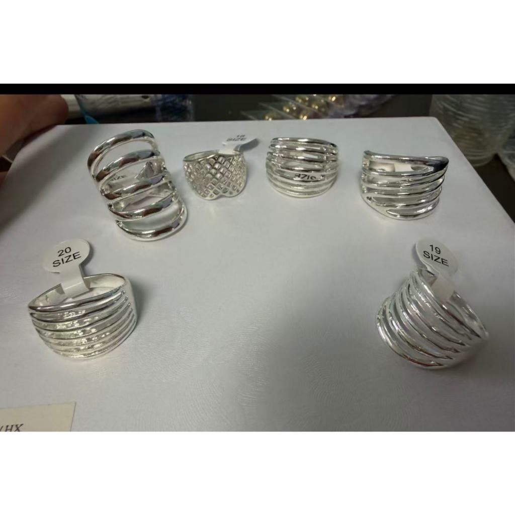 kit 3 unidades Anel Vazado Largo Banhado a prata 925 Design Contemporâneo em Oferta na Shopee