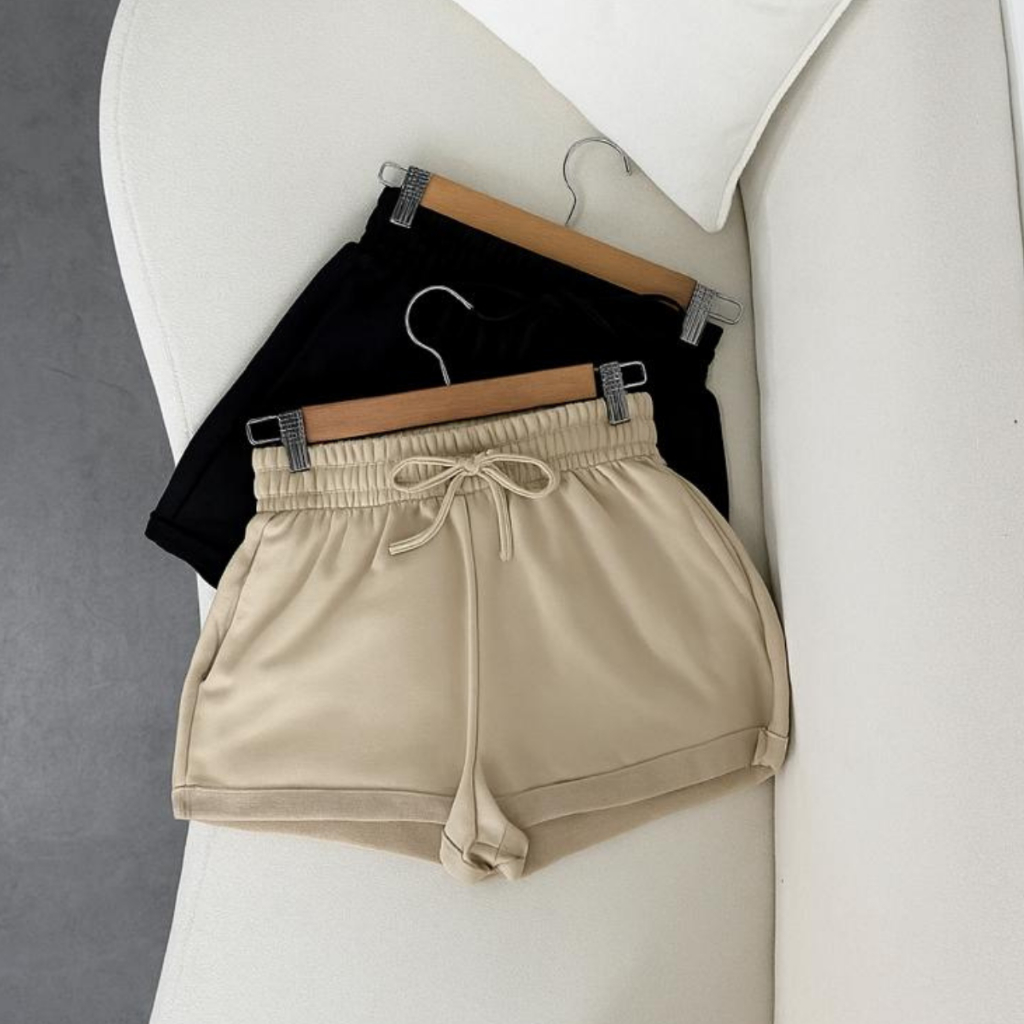 Kit Short Feminino Moletinho Moletom Elástico na Cintura De Algodão Com Bolso Laterais