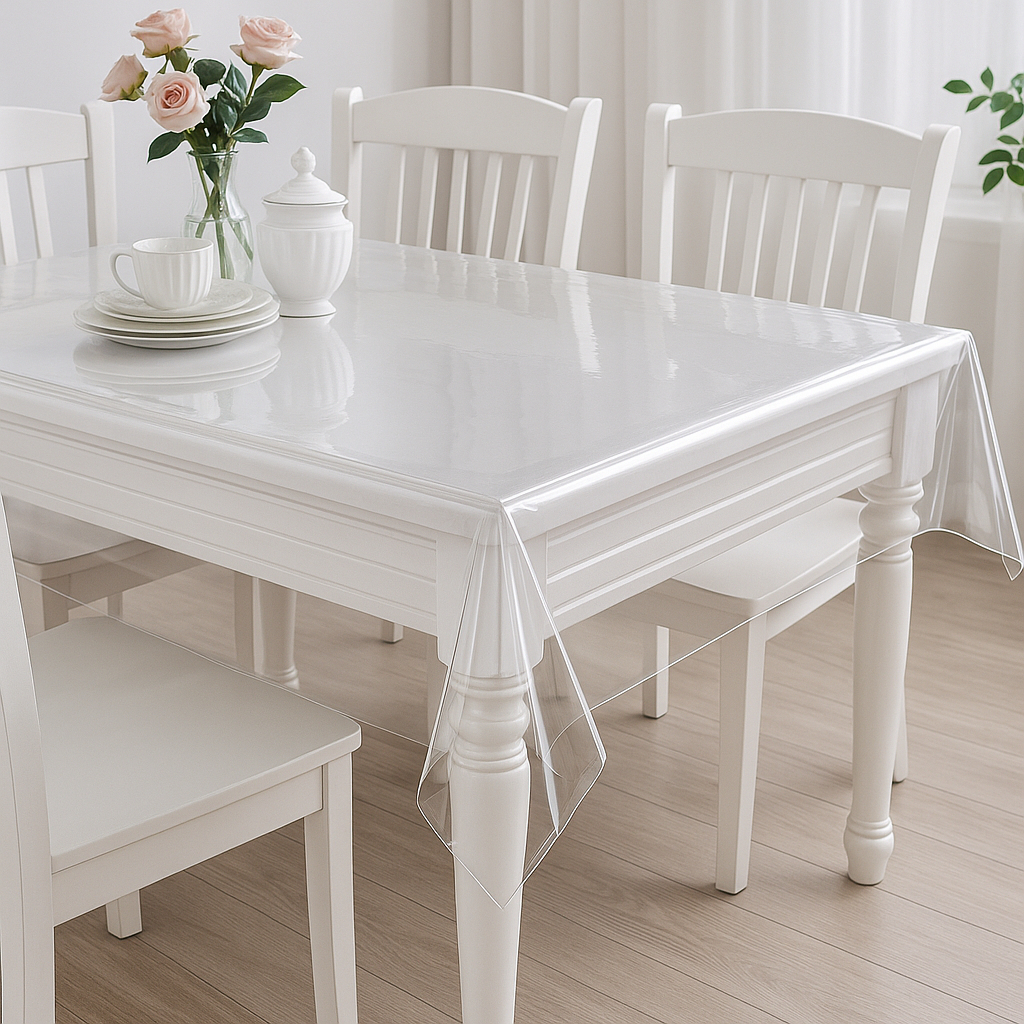 Toalha de Mesa Transparente PVC Premium 0,10mm| Antiderrapante | Anti Mancha | Protege Madeira | Várias Medidas