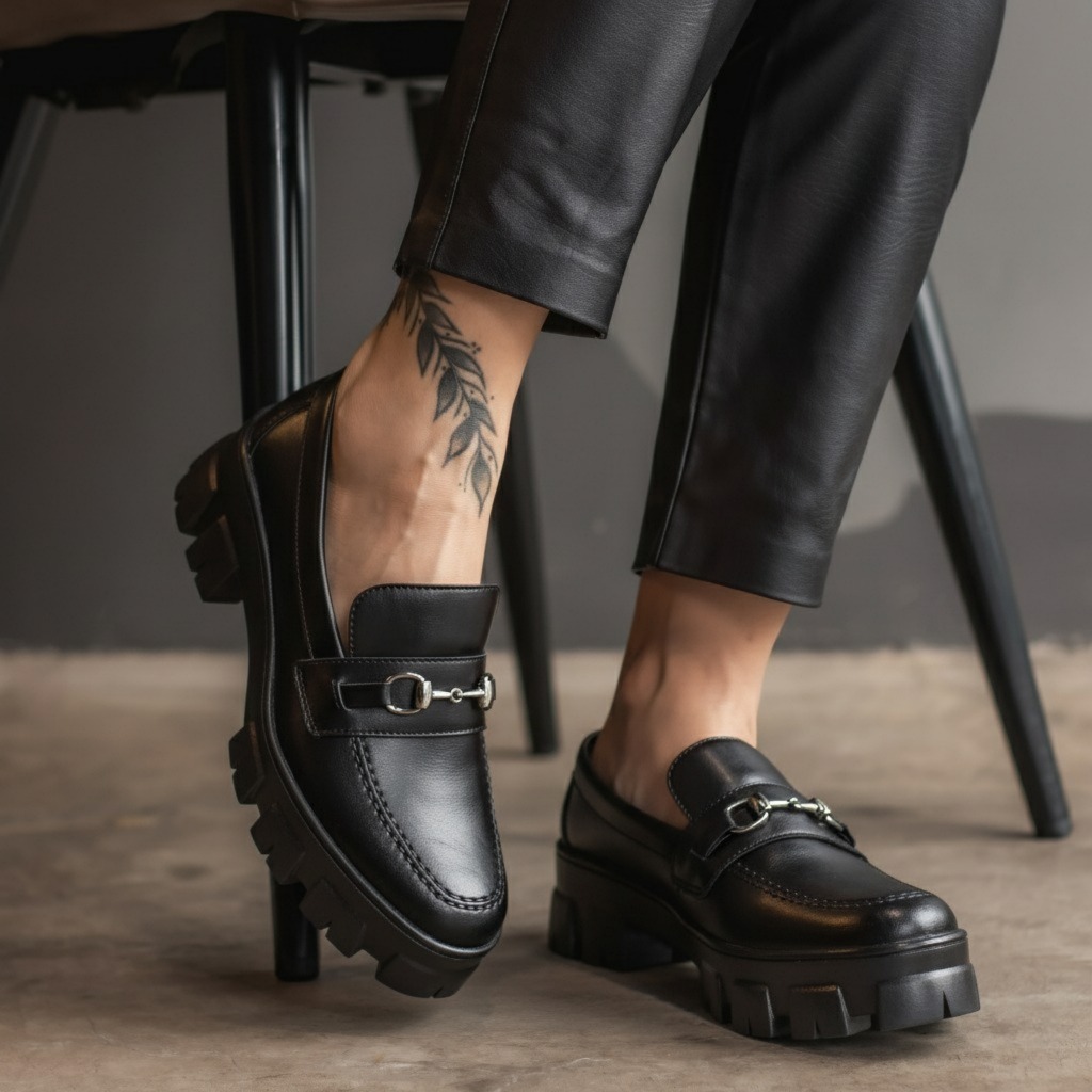 Sapato Mocassim Feminino Tratorado em Napa Casual Confortável Antiderrapante