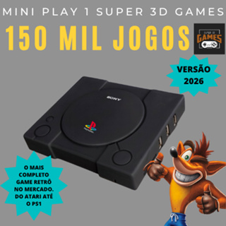 Super video game PS1 Classico Preto 150 mil jogos Super 3D Games em Oferta na Shopee