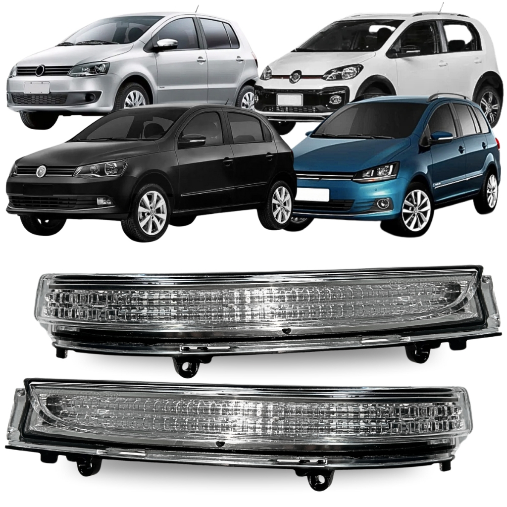 Par Pisca Seta Retrovisor LED Gol G6 G7 2013 A 2019 Fox Polo UP 2010 A 2022 Saveiro SpaceFox Golf
