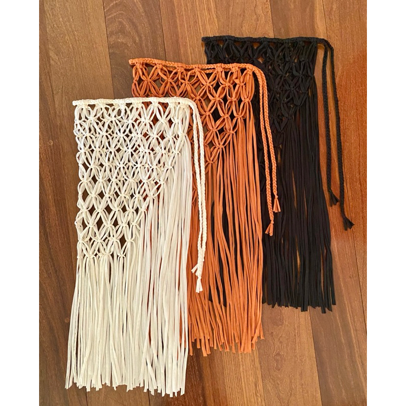 Saída de Praia com Franjas Saia Midi Macramê Fio Premium em Oferta na Shopee