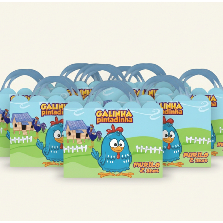 Sacolinha Personalizada Galinha Pintadinha – Pegue e Monte lembrancinha festa infantil