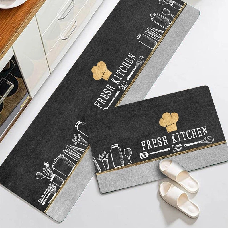 Kit Tapete Jogo Passadeira Belga Cozinha Antiderrapante Emborrachada 2 Peças