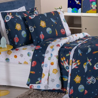 Cobre Leito Solteiro e Casal Queen Astro Galáxia Dupla Face 200 Fios Toque Macio em Oferta na Shopee