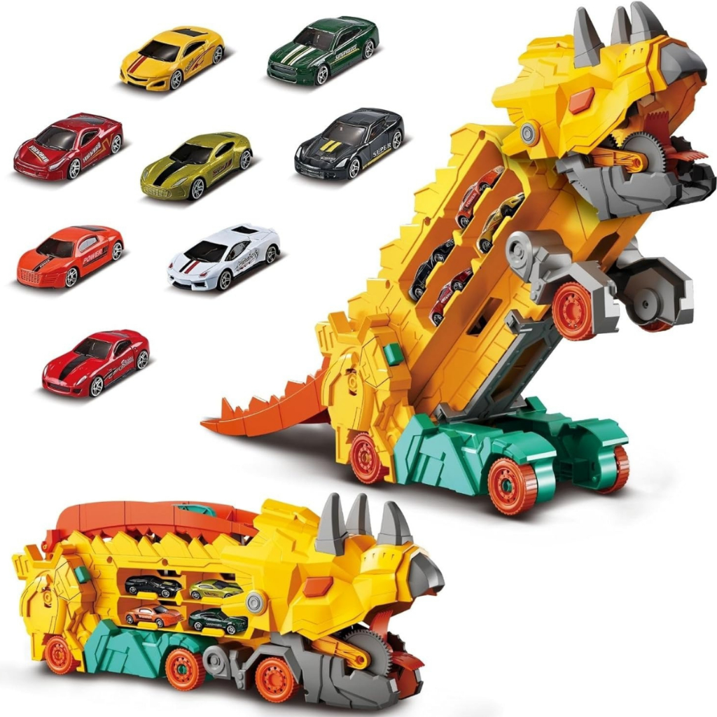 Caminhão Transporte Dinossauro T-Rex Triceratops Ultimate Cegonha Pista Carrinhos Maleta em Oferta na Shopee