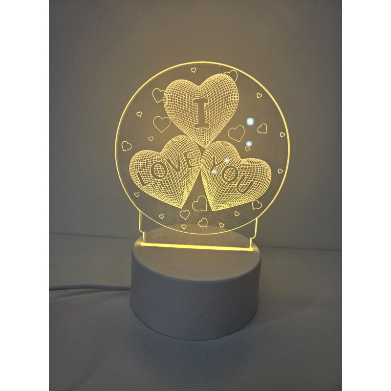 LUMINÁRIA CORAÇÃO OU LABUBU LED EM ACRÍLICO COM FIO PARA COMPUTADOR OU CARREGADOR USB DE CELULAR