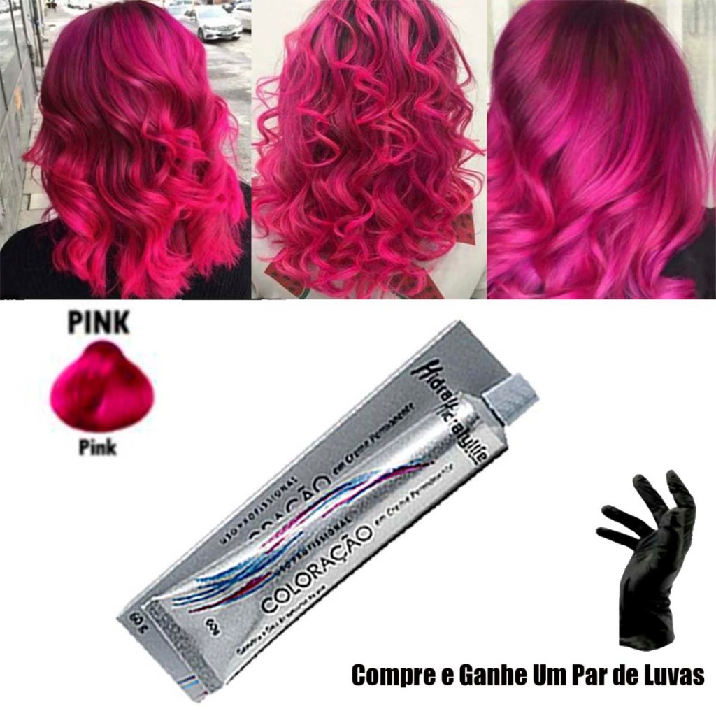 Tinta de Cabelo Rosa Pink Rosa Intenso Mairibel/Hidraty 60g